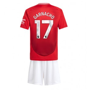 Billiga Manchester United Alejandro Garnacho #17 Hemmatröja Barn 2024-25 Kortärmad (+ Korta byxor)